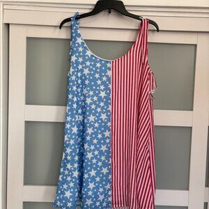 Ladies Club Social by Jadelynn Brooke USA Flag tie strap dress sz M NEW